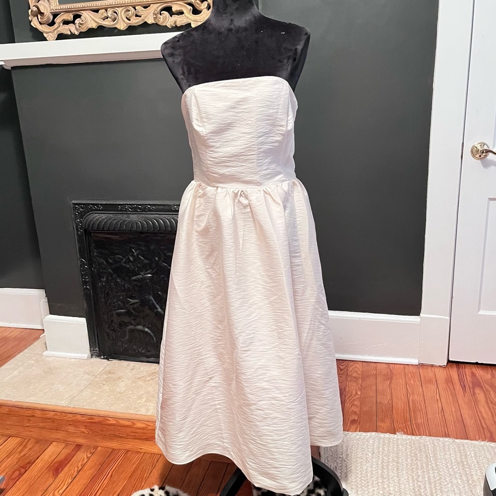H&M cream satin strapless dress!